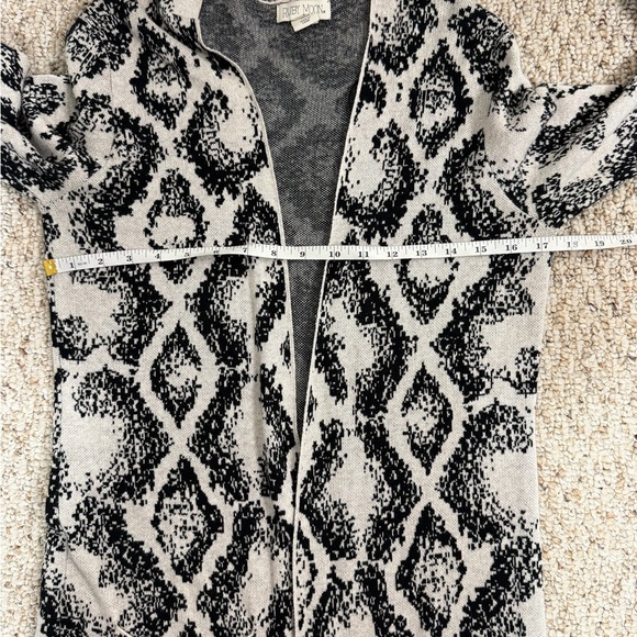 Ruby Moon Black and Cream Open Front Long Cardigan size S Petite - Picture 7 of 9
